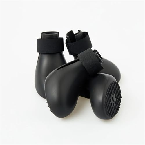SJHFKDK Hundeschuhe Pfotenschutz Outdoor Anti-Verlust-Silikon-Hundestiefel for den Winter, wasserdicht, niedlich, kleine und große Fußabdeckungen, rutschfest(Black (4 Pieces),M) von SJHFKDK