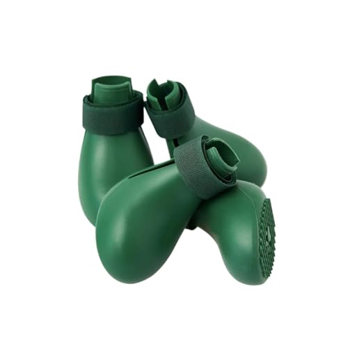 SJHFKDK Hundeschuhe Pfotenschutz Outdoor Anti-Verlust-Silikon-Hundestiefel for den Winter, wasserdicht, niedlich, kleine und große Fußabdeckungen, rutschfest(Green (4 Pieces),L) von SJHFKDK
