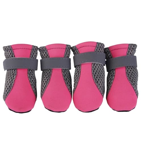 SJHFKDK Hundeschuhe Pfotenschutz Outdoor Haustier Hund Schuhe Outdoor Weichen Boden for Katze Regen Stiefel Wasserdicht(Rose Red,L) von SJHFKDK
