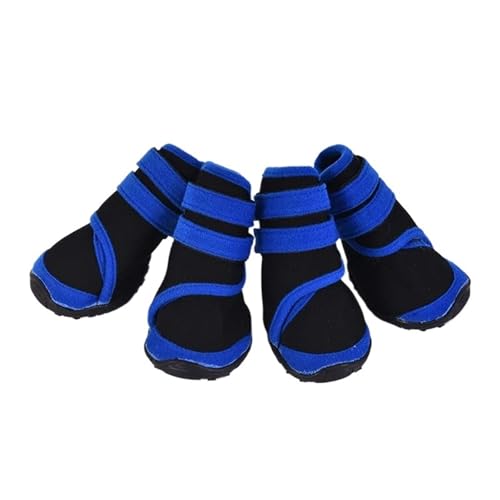 SJHFKDK Hundeschuhe Pfotenschutz Outdoor Haustier Hund Schuhe wasserdicht Anti-Rutsch Regen Winter warme Schnee Stiefel for große Outdoor(Blue,L) von SJHFKDK