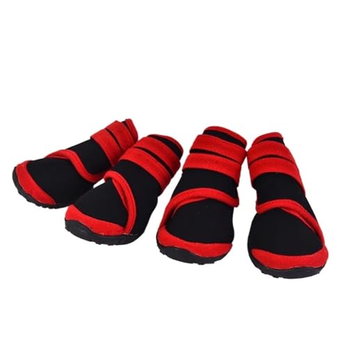 SJHFKDK Hundeschuhe Pfotenschutz Outdoor Haustier Hund Schuhe wasserdicht Anti-Rutsch Regen Winter warme Schnee Stiefel for große Outdoor(Red,L) von SJHFKDK