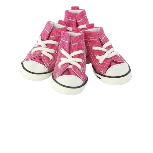 SJHFKDK Hundeschuhe Pfotenschutz Outdoor Haustierschuhe rutschfeste Verschleiß verdickte Denim Canvas Sommer Hunde und Katzen Universal Outdoor atmungsaktiv(Pink,Samll) von SJHFKDK