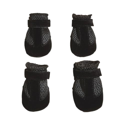 SJHFKDK Hundeschuhe Pfotenschutz Outdoor Hundeschuhe, Sommer, leichte Mesh-Haustiersandalen mit weicher Sohle, bequemes Gehen und Laufen for kleine Welpen(Black,M) von SJHFKDK