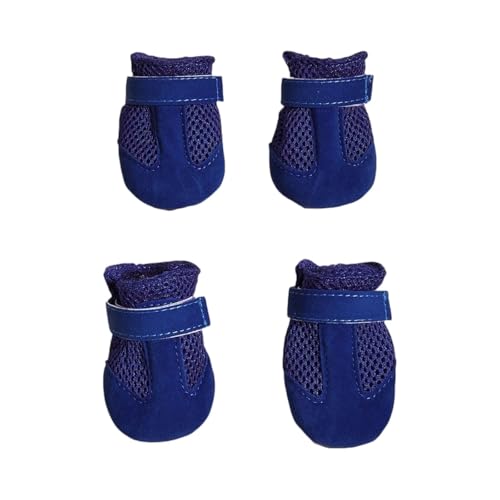 SJHFKDK Hundeschuhe Pfotenschutz Outdoor Hundeschuhe, Sommer, leichte Mesh-Haustiersandalen mit weicher Sohle, bequemes Gehen und Laufen for kleine Welpen(Blue,M) von SJHFKDK