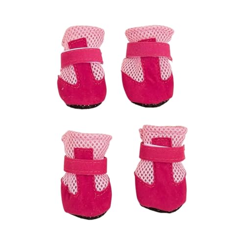 SJHFKDK Hundeschuhe Pfotenschutz Outdoor Hundeschuhe, Sommer, leichte Mesh-Haustiersandalen mit weicher Sohle, bequemes Gehen und Laufen for kleine Welpen(Pink,XL) von SJHFKDK