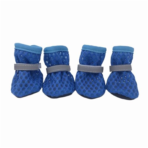 SJHFKDK Hundeschuhe Pfotenschutz Outdoor Sommer Mesh Hundeschuhe Atmungsaktive rutschfeste Haustiersandalen for kleine Hunde Katzen Reflektierende Welpenschuhe for Spazierengehen(Blue,M) von SJHFKDK