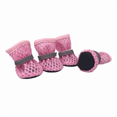 SJHFKDK Hundeschuhe Pfotenschutz Outdoor Sommer Mesh Hundeschuhe Atmungsaktive rutschfeste Haustiersandalen for kleine Hunde Katzen Reflektierende Welpenschuhe for Spazierengehen(Pink,Samll) von SJHFKDK