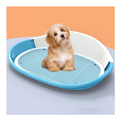 SJJALAKAJA Herausnehmbare Haustiertoilette Tragbares Hundetöpfchen Erhöhtes Gehäuse Mit Spritzschutz Mit Führungspfosten Leicht Zu Reinigen Für Kleine Und Mittlere Hunde Hundetrainingswanne(Blue) von SJJALAKAJA