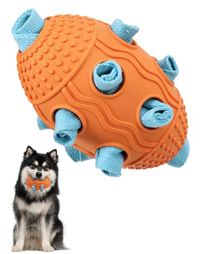 Interaktives Hundespielzeug mit Naturkautschuk-Fußball-Design, Zahnpflege, Haustier-Energieentlastung, Gehirn-Teaser-Spielzeug, Aktivitätstraining, Futtersuchspielzeug, geistig stimulierend, langsam von SJPNVUS