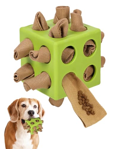 SJPNVUS Interaktives Puzzle-Hundespielzeug, fördert natürliche Futtersuchfähigkeit, langlebiges Hundespielzeug, Schnüffelwürfel, Stoffstreifen mit Versteck- und Suchfutter, langsamer Fütterer für von SJPNVUS