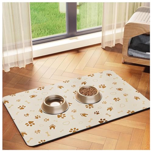 Futtermatte für Hunde, mit wasserdichter Gummi-Rückseite, keine Flecken, schnell trocknend, saugfähig, für Hund und Katze, D-50 x 80 cm Futtermatte für Hunde, mit wasserdichter Gummi-Rückseite, keine Flecken, schnell trocknend, saugfähig, für Hund und Katze, D-50 x 80 cm von SJWJWOO