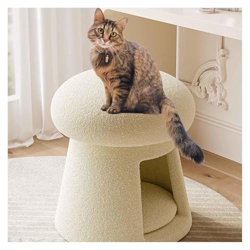 Hocker Schminktisch mit Katzen Bett, Hocker Rund Vielseitig Einsetzbar Teddy Hocker für Wohnzimmer Schlafzimmer,White Hocker Schminktisch mit Katzen Bett, Hocker Rund Vielseitig Einsetzbar Teddy Hocker für Wohnzimmer Schlafzimmer,White von SJWJWOO