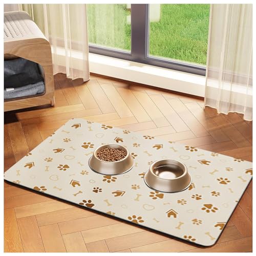 Hunde-Wassermatte, mit wasserdichter Gummi-Rückseite, keine Flecken, schnell trocknendes Katzen-Tischset für unordentliche Trinker, D-40 x 60 cm Hunde-Wassermatte, mit wasserdichter Gummi-Rückseite, keine Flecken, schnell trocknendes Katzen-Tischset für unordentliche Trinker, D-40 x 60 cm von SJWJWOO