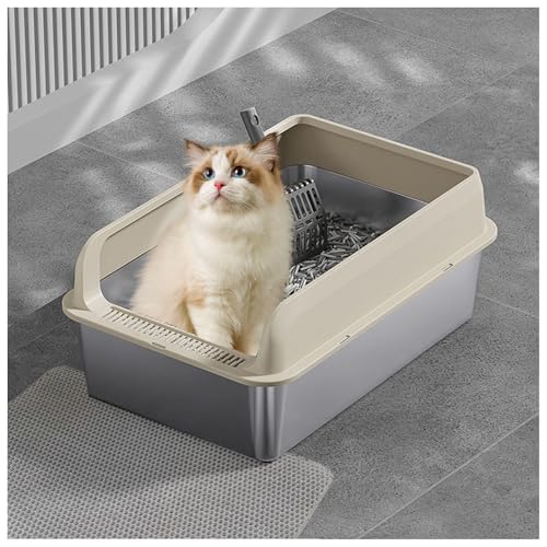 Katzentoilette aus Edelstahl mit hohen Seiten, Edelstahl-Katzenbox, antihaftbeschichtet, geruchlos, Schaufel im Lieferumfang enthalten, Gelb, 40 x 60 x 10 cm Katzentoilette aus Edelstahl mit hohen Seiten, Edelstahl-Katzenbox, antihaftbeschichtet, geruchlos, Schaufel im Lieferumfang enthalten, Gelb, 40 x 60 x 10 cm von SJWJWOO