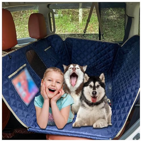 SJWJWOO Autoschondecke Hund Rücksitz, mit Harter Unterseite, rutschfest, Wasserdicht, Kratzfest Rückbank Schutz für Auto, SUV, LKW,Blue SJWJWOO Autoschondecke Hund Rücksitz, mit Harter Unterseite, rutschfest, Wasserdicht, Kratzfest Rückbank Schutz für Auto, SUV, LKW,Blue von SJWJWOO