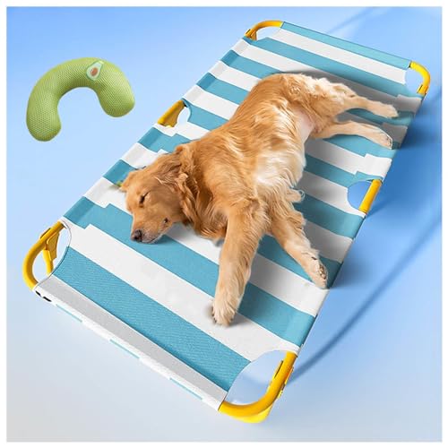 SJWJWOO Hundebetten für große Hunde mit Kissen, kein Zusammenbau erforderlich, kaufest, atmungsaktiv, kühlendes Hunde-Trampolin-Bett für drinnen und draußen, tragbar, blau, L 106 x 61 x 22 cm SJWJWOO Hundebetten für große Hunde mit Kissen, kein Zusammenbau erforderlich, kaufest, atmungsaktiv, kühlendes Hunde-Trampolin-Bett für drinnen und draußen, tragbar, blau, L 106 x 61 x 22 cm von SJWJWOO