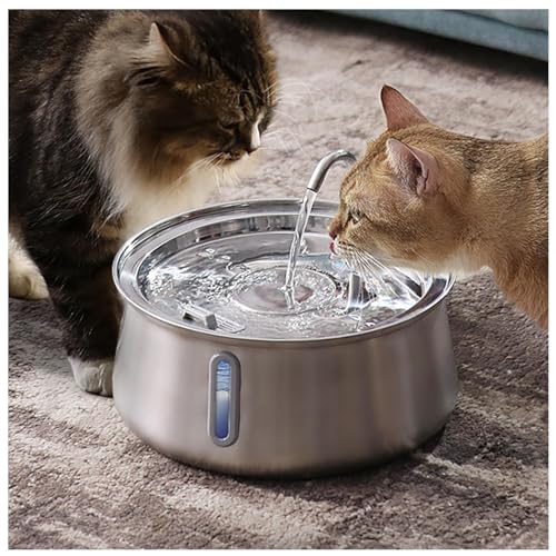 SJWJWOO Katzen-Wasserbrunnen aus Edelstahl, 4 l, mit Wasserstandsfenster, 4-lagiger Filter, Edelstahl-Wasserbrunnen für mehrere Haustiere, spülmaschinenfest SJWJWOO Katzen-Wasserbrunnen aus Edelstahl, 4 l, mit Wasserstandsfenster, 4-lagiger Filter, Edelstahl-Wasserbrunnen für mehrere Haustiere, spülmaschinenfest von SJWJWOO