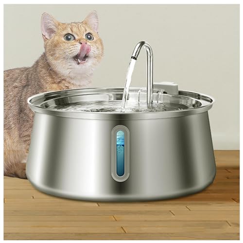 SJWJWOO Katzen-Wasserbrunnen aus Edelstahl, 4 l, mit Wasserstandsfenster, 4-lagiger Filter, Hunde-Wasserbrunnen für mehrere Haustiere, spülmaschinenfest SJWJWOO Katzen-Wasserbrunnen aus Edelstahl, 4 l, mit Wasserstandsfenster, 4-lagiger Filter, Hunde-Wasserbrunnen für mehrere Haustiere, spülmaschinenfest von SJWJWOO