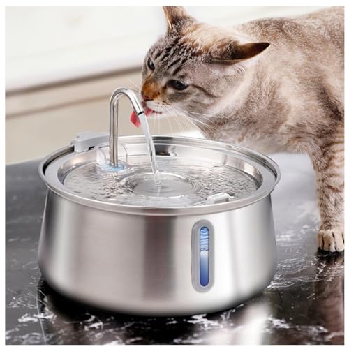 SJWJWOO Katzenwasserbrunnen aus Metall, 3,798.8 g/4L mit Wasserstandsfenster, Ultra Leise mit Filter Edelstahl Haustier Wasserspender für mehrere Haustiere - Spülmaschinenfest SJWJWOO Katzenwasserbrunnen aus Metall, 3,798.8 g/4L mit Wasserstandsfenster, Ultra Leise mit Filter Edelstahl Haustier Wasserspender für mehrere Haustiere - Spülmaschinenfest von SJWJWOO