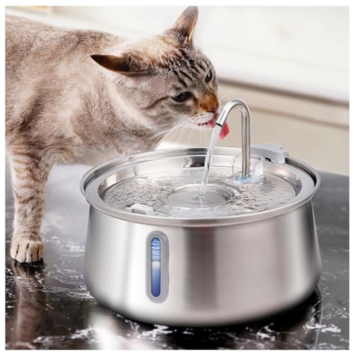 SJWJWOO Katzenwasserbrunnen aus Metall, 4 l, mit Wasserstandsfenster, 4-lagiger Filter, laufender Wassernapf für Katzen für mehrere Haustiere, spülmaschinenfest SJWJWOO Katzenwasserbrunnen aus Metall, 4 l, mit Wasserstandsfenster, 4-lagiger Filter, laufender Wassernapf für Katzen für mehrere Haustiere, spülmaschinenfest von SJWJWOO