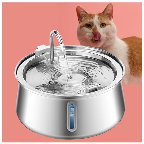 SJWJWOO Katzenwasserbrunnen aus Stahl, 4 l, mit Wasserstandsfenster, 4-lagiger Filter, automatischer Katzenwasserspender für mehrere Haustiere, spülmaschinenfest SJWJWOO Katzenwasserbrunnen aus Stahl, 4 l, mit Wasserstandsfenster, 4-lagiger Filter, automatischer Katzenwasserspender für mehrere Haustiere, spülmaschinenfest von SJWJWOO