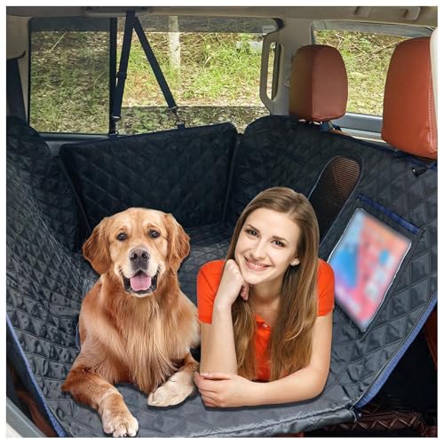 SJWJWOO Rücksitz Hund Auto, mit Harter Unterseite, rutschfest, Wasserdicht, Kratzfest Autodecke Hund für Alle PKWs Auto SUV,Black SJWJWOO Rücksitz Hund Auto, mit Harter Unterseite, rutschfest, Wasserdicht, Kratzfest Autodecke Hund für Alle PKWs Auto SUV,Black von SJWJWOO