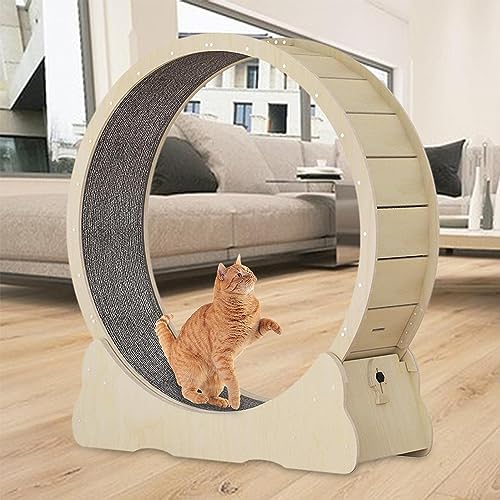 Katzenübungsrad Im Innenbereich,Katzen -Laufband Mit Verriegelungsmechanismus,TPE Leise Und Geräuschlose Rollen,Für Wohnzimmer/Schlafzimmer,Woodcolor-M von SKIHOT