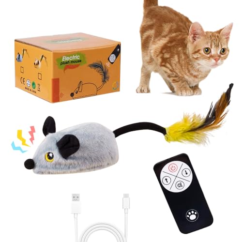 SKIKHN Katzenspielzeug Elektrisch Spielmaus, Fernbedienung Maus Katzenspielzeugs, Magic Maus Katze, Interaktives Katzenspielzeug mit Federschwanz, LED-Licht und Realistische Geräuschen, USB-Aufladung SKIKHN Katzenspielzeug Elektrisch Spielmaus, Fernbedienung Maus Katzenspielzeugs, Magic Maus Katze, Interaktives Katzenspielzeug mit Federschwanz, LED-Licht und Realistische Geräuschen, USB-Aufladung von SKIKHN