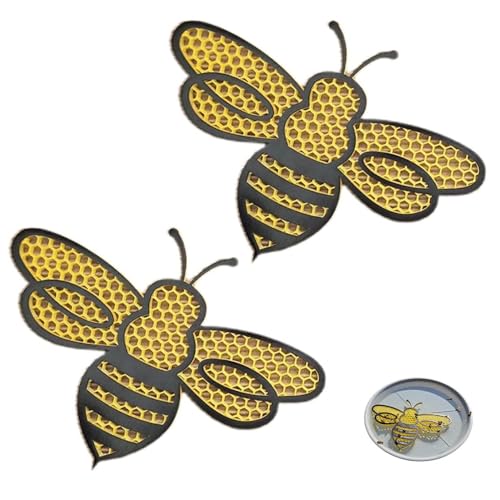 SKIKHN 2 Stück Schwimmende Bieneninsel, Schwimmende Insel in Bienenform, Traumhafte und Natürliche Wasserkunst, Schwimmende Bestäuberinsel, für den Außenbereich, Gartendekoration von SKIKHN