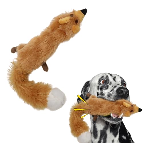 Skinneeez Spot Mini Stuffless Hundespielzeug mit Quietscher | Plüsch Tauziehen Fuchs Quietschspielzeug für kleine und große Hunderassen | Interaktives Hundespielzeug | Klein von SPOT