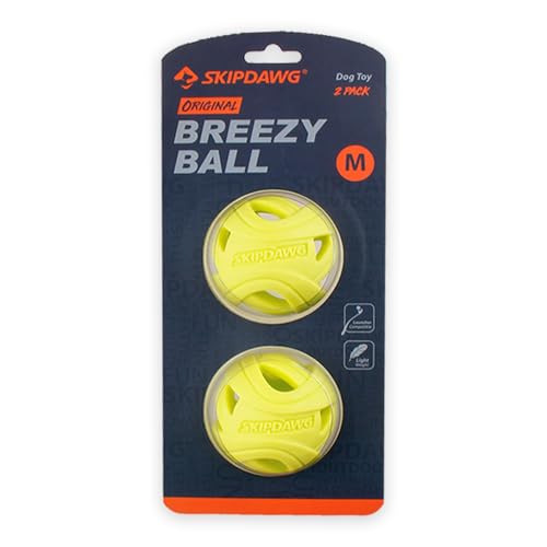 SKIPDAWG Hunde-Ball Breezy, Leichter Ball mit luftdurchlässiger Rippenstruktur, ideal zum Apportieren, sehr gut für Ballschleuder [2er Set] von SKIPDAWG