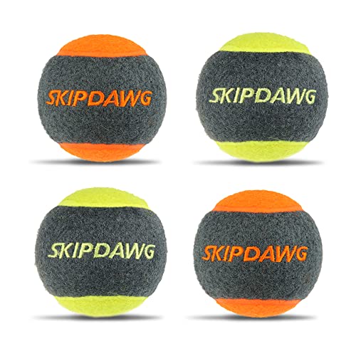 SKIPDAWG Quietschende Tennisbälle für Hunde, 4 Packungen 6,3 cm, Hundespielzeug, interaktives Hundespielzeug für kleine und mittelgroße Hunde, ungiftiges Material, passend für Ballwerfer von SKIPDAWG