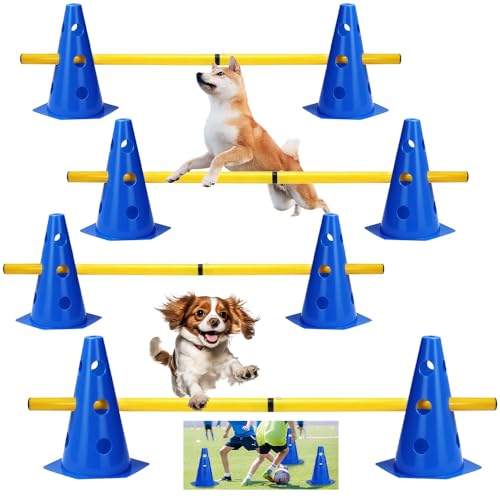 SKJJM Steckhürdenset, 4 Set Sports Steckhürdenset, Agility Set Hunde, Steckhürdenset Kinder für Koordinationstraining, Hunde Hürden Agility Set mit 8 Kegel und 4 Stangen SKJJM Steckhürdenset, 4 Set Sports Steckhürdenset, Agility Set Hunde, Steckhürdenset Kinder für Koordinationstraining, Hunde Hürden Agility Set mit 8 Kegel und 4 Stangen von SKJJM