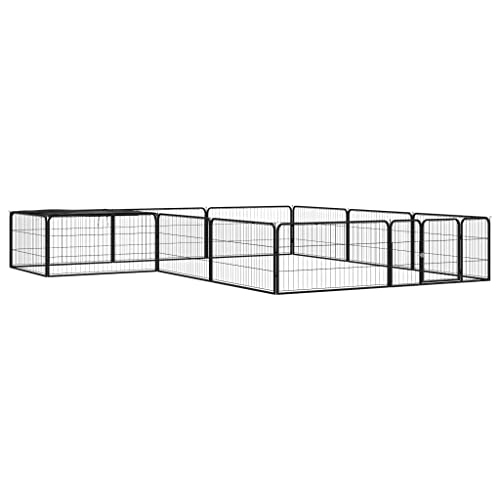 SKM 12-TLG. Hundelaufstall Schwarz 100x50cm Stahl Pulverbeschichtet-(20,8KG) von SKM