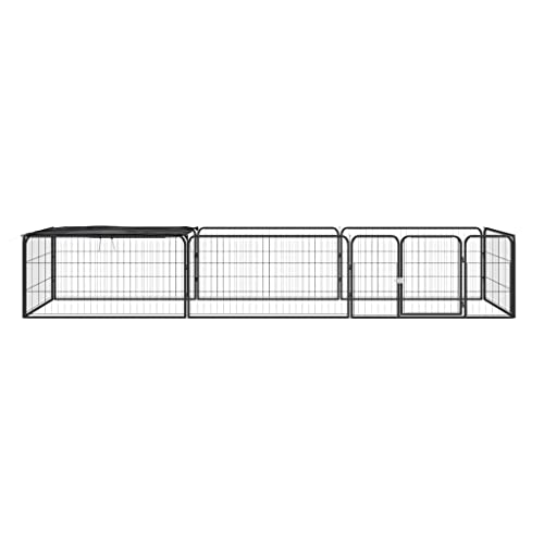 SKM 8-TLG. Hundelaufstall Schwarz 100x50 cm Stahl Pulverbeschichtet, Weight: 14.2 kg, 3115976 von SKM