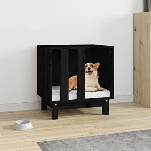 SKM Hundehütte Schwarz 50x40x52 cm Massivholz Kiefer, Weight: 7.4 kg, 822475 von SKM