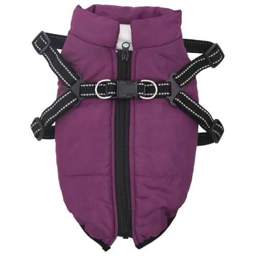 SKM Hundemantel mit Geschirr Wasserdicht Reflektierend Lila L24,Tiere & Tierbedarf,Haustierbedarf,Hundebedarf,Hundebekleidung,Lila,0.17KG,4019901 von SKM