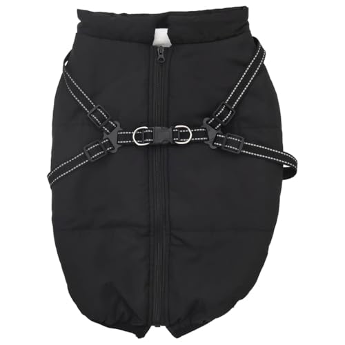 SKM Hundemantel mit Geschirr Wasserdicht Reflektierend Schwarz L44,Tiere & Tierbedarf,Haustierbedarf,Hundebedarf,Hundebekleidung,Schwarz,0.32KG,4019912 von SKM