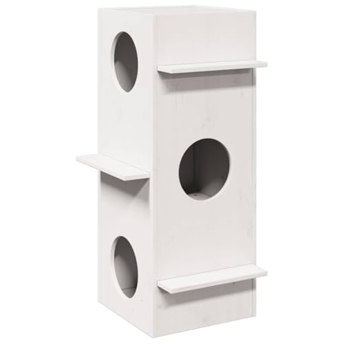 SKM Katzenhaus Weiß 43x43x90 cm Massivholz Kiefer,Tier- & Haustierbedarf,Haustierbedarf,Katzenbedarf,Kratzbäume,Weiß,11.2KG,859299 von SKM