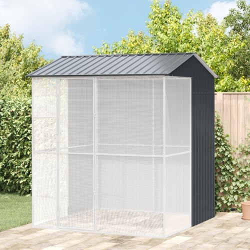 SKM Voliere Anthrazit 215x210x247 cm Stahl,Tier- & Haustierbedarf,Haustierbedarf,Vogelbedarf,Vogelkäfige & -ständer,Anthrazit,68.7KG,3325174 von SKM