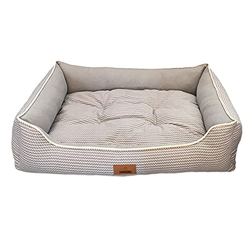 Hundesofa, warm, weich, bequem, waschbar, mit abnehmbarer und rutschfester Unterseite, grau gestreiftes Bett (klein) von SKRORS