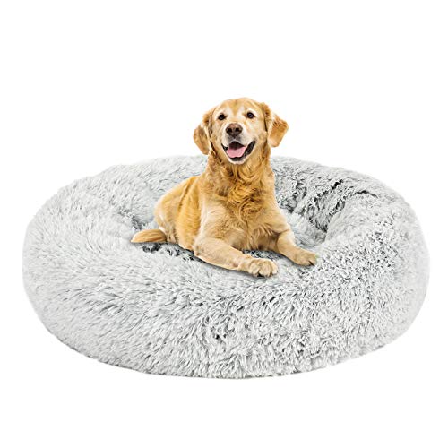 SKRORS Sound Sleep Donut-Hundebett, beruhigendes Hunde- und Katzenbett, warmes und weiches Haustier, gemütlich, Anti-Angst-Betten mit rutschfester Unterseite und waschbar (60, Grau) von SKRORS