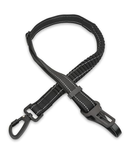 Skruffie's Love 3-in-1-Hunde-Sicherheitsgurt für Autos, elastisch, reflektierend, Bungee-Haltegurt, Nylon-Sicherheitsgeschirr mit Schnalle und Hakenverschluss, Schwarz von SKRUFFIE'S LOVE