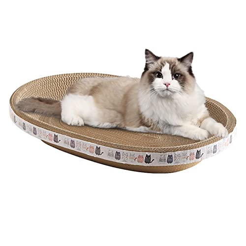 Cat Scratcher, Cat Scratching Board, Scratching Board - High-Density Durable Oval-Shaped Cat Scratcher - Durable and Eco-Friendly Cat Scratch Pads for Indoor Cats Sleeping 43×26×8c /47×32×9cm von SKUDA