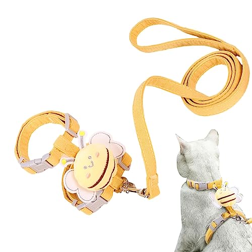 Hundegeschirr und Leine,Ausbruchsicheres Katzengeschirr mit süßer Bienendekoration | Fluchtsicheres, weiches Bienenwesten-Geschirr-Leine-Set für Hunde und Katzen Skuda Hundegeschirr und Leine,Ausbruchsicheres Katzengeschirr mit süßer Bienendekoration | Fluchtsicheres, weiches Bienenwesten-Geschirr-Leine-Set für Hunde und Katzen Skuda von SKUDA