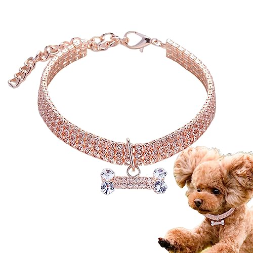 Hundehalsband mit - Kleine Hunde Katzen Strass Knochenschmuck - Kleine Haustier-Halskette, Schmuck für kleine Hunde, Mädchen, Hündinnen, kleine Hunde, Welpen Skuda von SKUDA