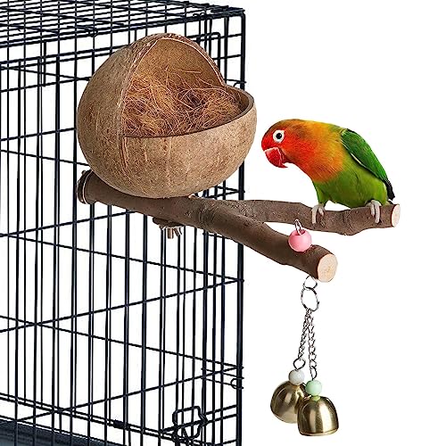 SKUDA Kokosnuss-Vogelhaus, Natürliches Vogelversteck für Sittiche, Nesthaus-Hüttenkäfig, Sittich-Nistkasten mit zerkleinerter Kokosnuss, Wellensittich, Liebesvögel, Finkenhaus SKUDA Kokosnuss-Vogelhaus, Natürliches Vogelversteck für Sittiche, Nesthaus-Hüttenkäfig, Sittich-Nistkasten mit zerkleinerter Kokosnuss, Wellensittich, Liebesvögel, Finkenhaus von SKUDA