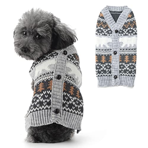 SKXEO Hundepullover, warmer Haustierpullover, grauer Strickpullover, für kleine und mittelgroße Hunde, Weste, Mäntel, Kostüm, XL von SKXEO