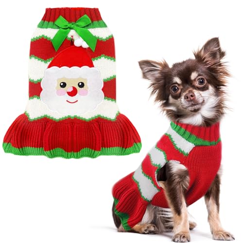 SKXEO Weihnachtlicher Hundepullover mit Loch für die Leine, für kleine und mittelgroße Hunde von SKXEO