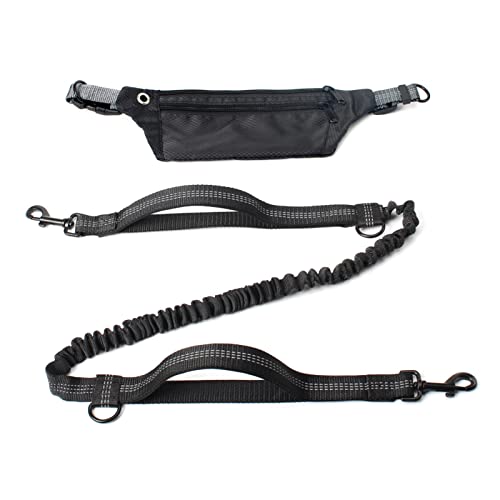 SLAHAJ Hundeleine Hundeleine zum Trainieren Jogging Training Wandern Retractable Bungee Dog Waist Leash für große Hunde Zubehör(Black Set with Hand) von SLAHAJ